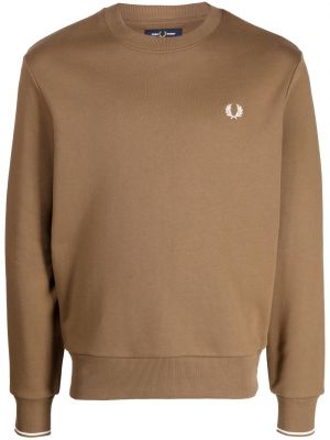 Sweatshirt med broderi i stickad Fred Perry brun