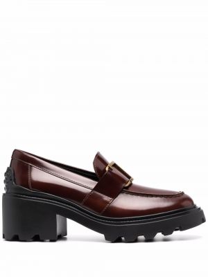 Leder loafer mit absatz Tod's