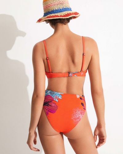 Bikini w kwiatki wsuwany Desigual pomarańczowy