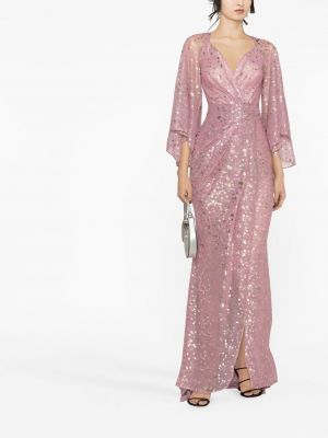 Abendkleid mit v-ausschnitt mit drapierungen Talbot Runhof pink