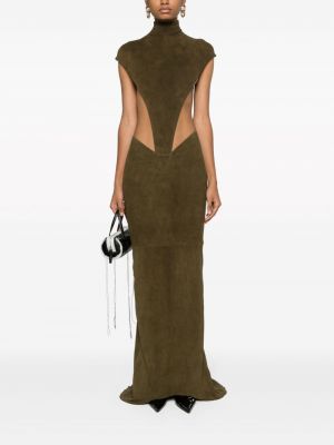Asymetrické dlouhá sukně z nubuku Laquan Smith zelené