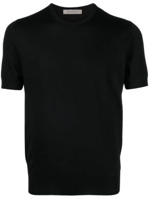 Dzianinowa koszulka wełniana Corneliani czarna