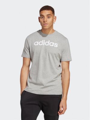 Tricou cu broderie din jerseu Adidas gri