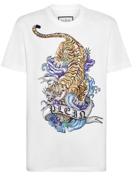 T-shirt en coton à imprimé Philipp Plein blanc