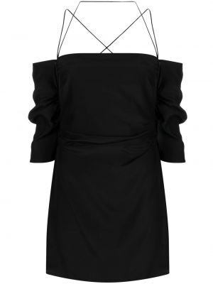 Drapované hedvábné koktejlové šaty na zip Gauge81 - černá