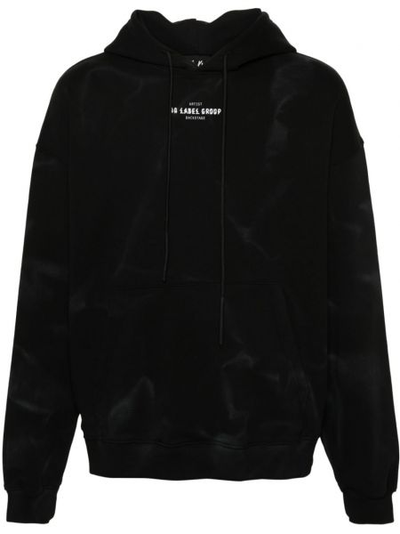 Raštuotas džemperis su gobtuvu 44 Label Group juoda