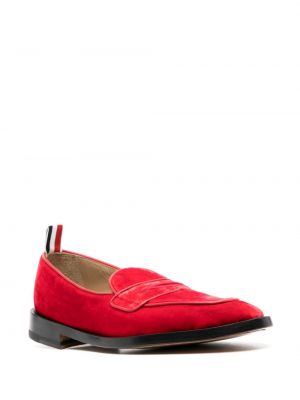Aksamitne loafers Thom Browne czerwone