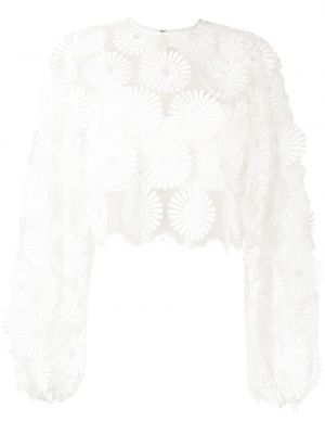 Прозрачна блуза на цветя Elie Saab бяло