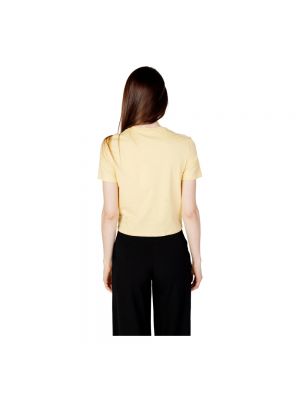 Koszulka bawełniana z krótkim rękawem Only żółta