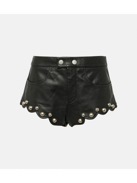 Pantalones cortos de cuero Isabel Marant negro