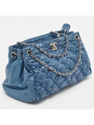 Bolsa de hombro de nailon Chanel Vintage azul