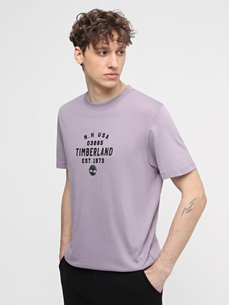 Хлопковая футболка из лиоцела Timberland фиолетовая