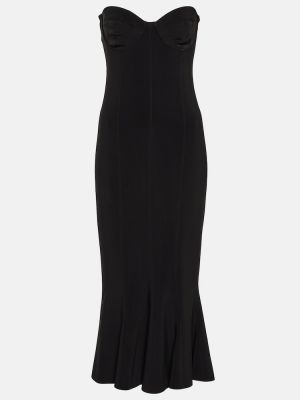 Midi šaty z polyesteru Norma Kamali - černá