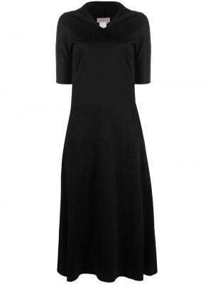 Bavlněné mini šaty s výstřihem do v s krátkými rukávy Yohji Yamamoto Pre-owned - černá