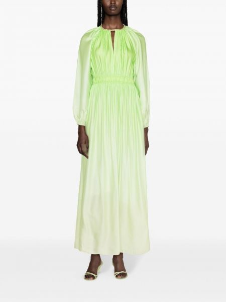 Saténové večerní šaty s přechodem barev Sandro zelené