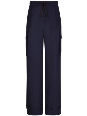Lněné cargo kalhoty Dolce & Gabbana modré
