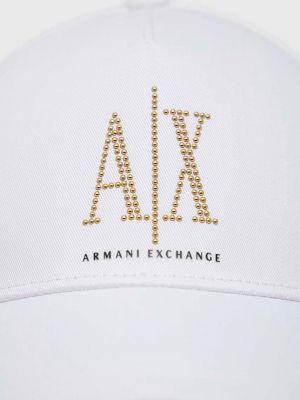Czapka z daszkiem bawełniana Armani Exchange biała