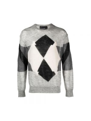 Sweter w geometryczne wzory Neil Barrett szary