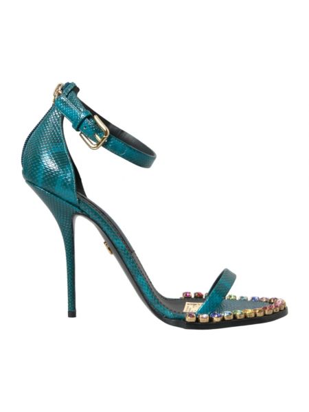 Sandały z kryształkami Dolce And Gabbana niebieskie