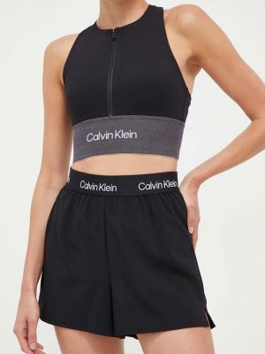 Szorty z wysoką talią z nadrukiem Calvin Klein Performance czarne