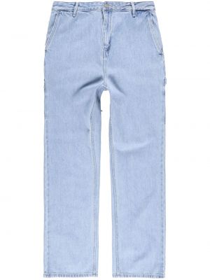 Džínsy s rovným strihom s vysokým pásom na gombíky na zips Carhartt Wip - modrá
