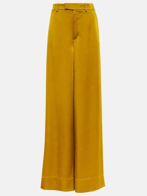 Pantalon taille haute en crêpe Saint Laurent jaune