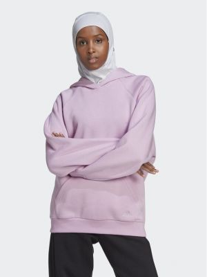 Laza szabású fleece pulóver Adidas rózsaszín