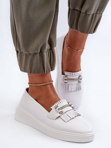 Pantofi loafer din piele cu platformă Kesi alb