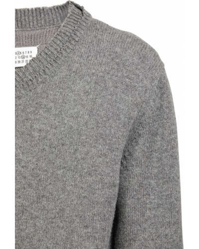 Vlnený sveter s výstrihom do v Maison Margiela sivá