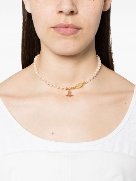 Zlatý náhrdelník s perlami Vivienne Westwood
