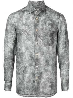 Camicia con stampa Kiton grigio