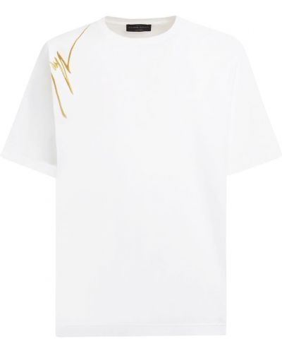 Haftowana koszulka bawełniana Giuseppe Zanotti biała