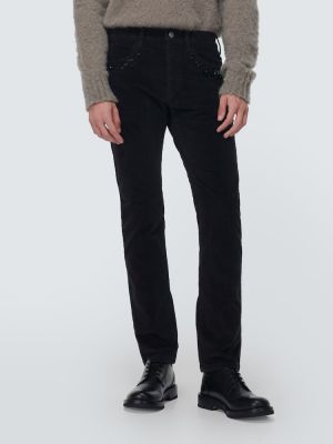 Pantaloni di velluto a coste slim fit di cotone Undercover nero