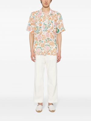 Lina krekls ar ziediem ar apdruku 120% Lino balts