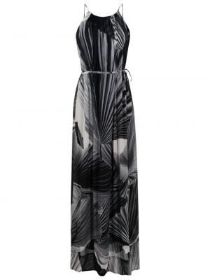 Czarna sukienka długa z nadrukiem Osklen