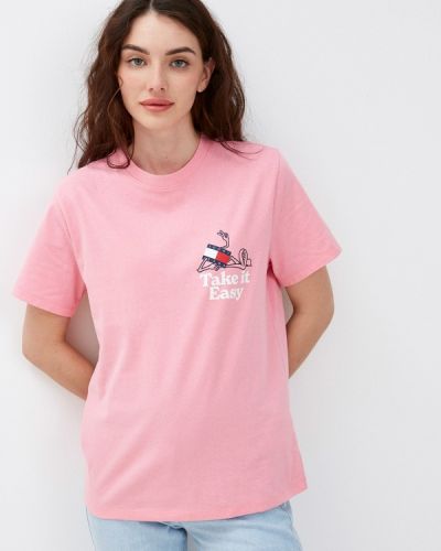 Джинсовая футболка Tommy Jeans, розовая