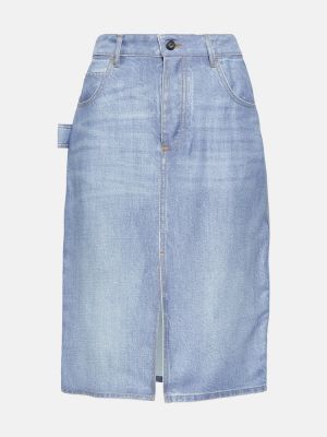 Spódnica jeansowa z nadrukiem Bottega Veneta niebieska