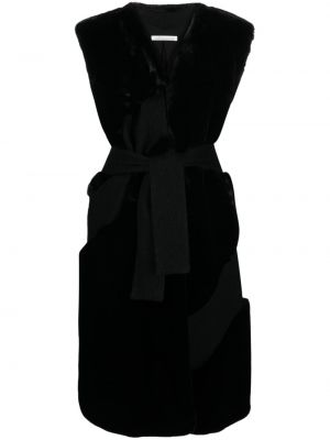 Ujjatlan gyapjú kabát Stefano Mortari fekete