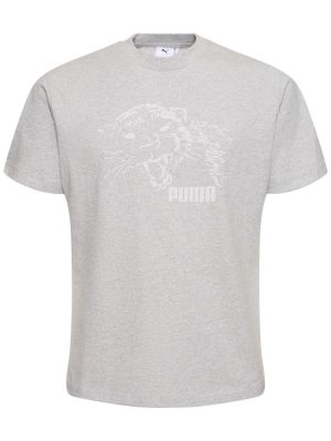 Kokvilnas t-krekls ar apdruku Puma pelēks