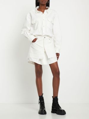 Bombažna mini obleka Sacai bela