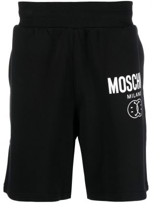 Pantaloncini sportivi con stampa Moschino nero