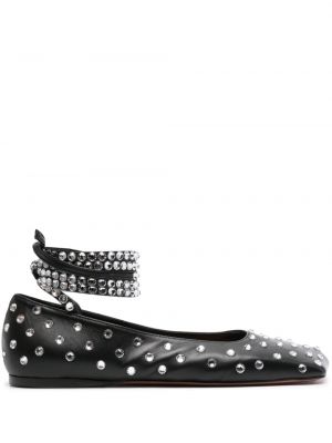 Ниски обувки с кристали Amina Muaddi черно