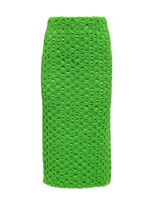 Saténové midi sukně Ganni zelené