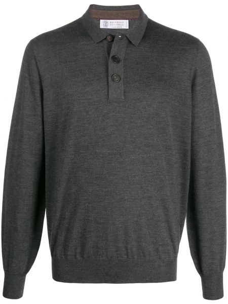 Jersey con botones de tela jersey Brunello Cucinelli gris