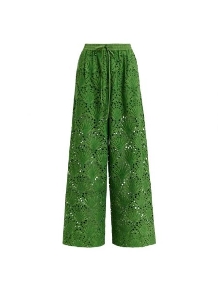 Haftowane spodnie Essentiel Antwerp zielone