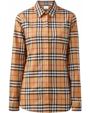 Хлопковая приталенная рубашка винтажная Burberry, коричневая