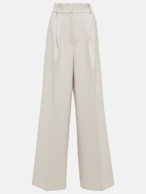 Μάλλινο παντελόνι με ψηλή μέση Dorothee Schumacher λευκό