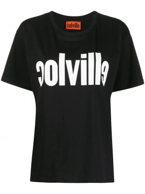 Camiseta con estampado de cuello redondo Colville negro