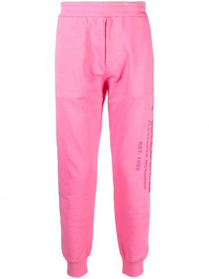 Pantaloni sport din bumbac cu imagine Alexander Mcqueen roz