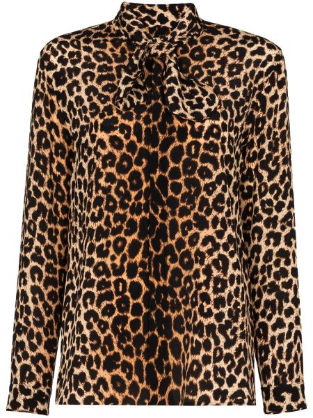 Блуза с принт с леопардов принт Saint Laurent черно